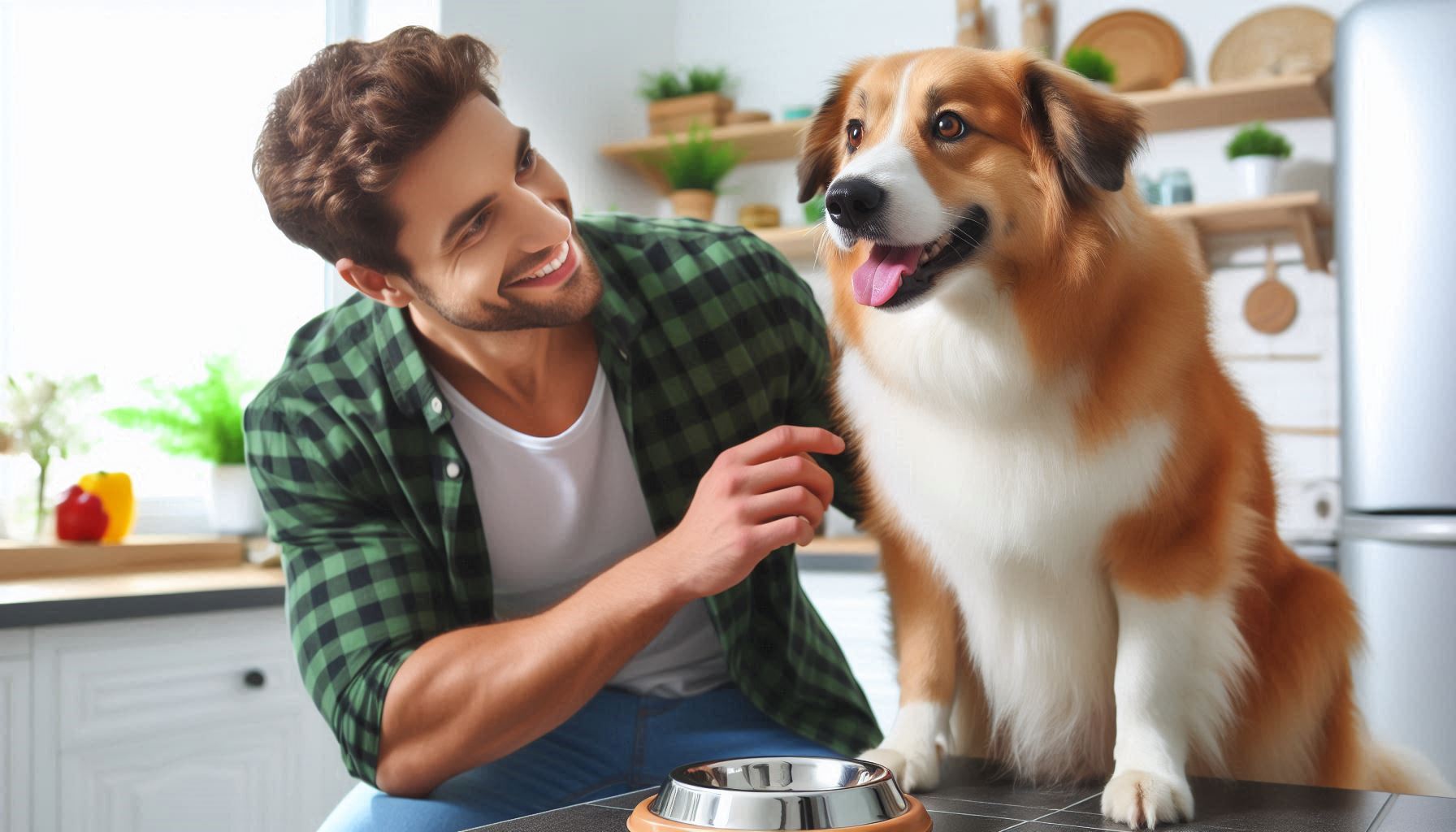 dog with owner looking at each other