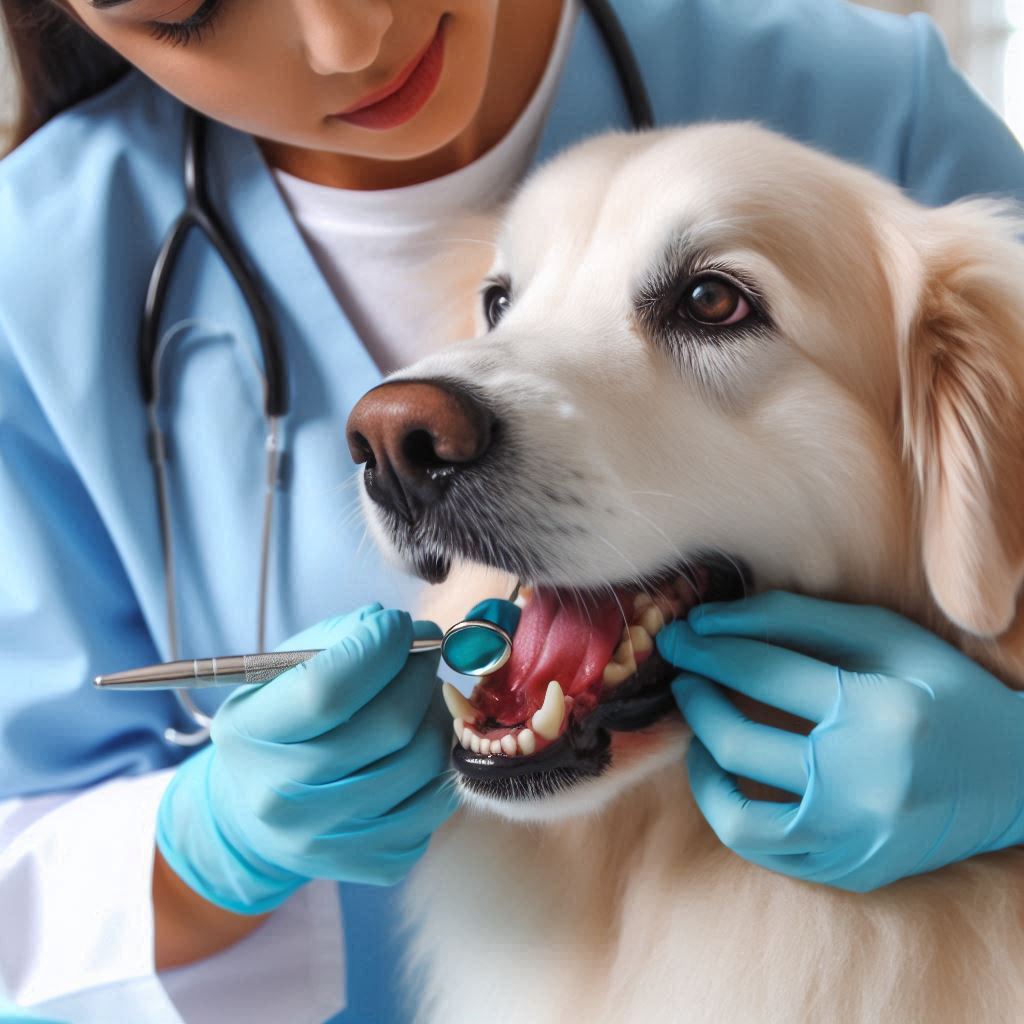 dog getting teeth looked at