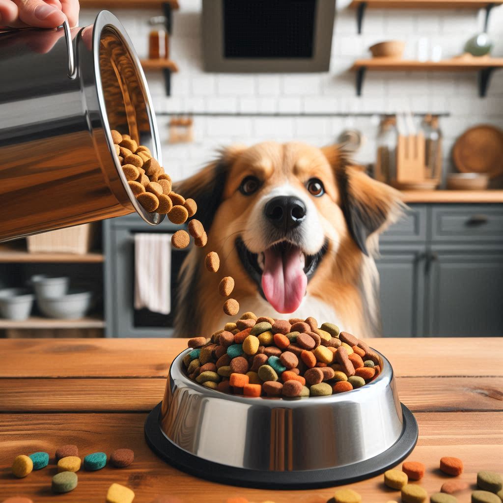 dog food being poured