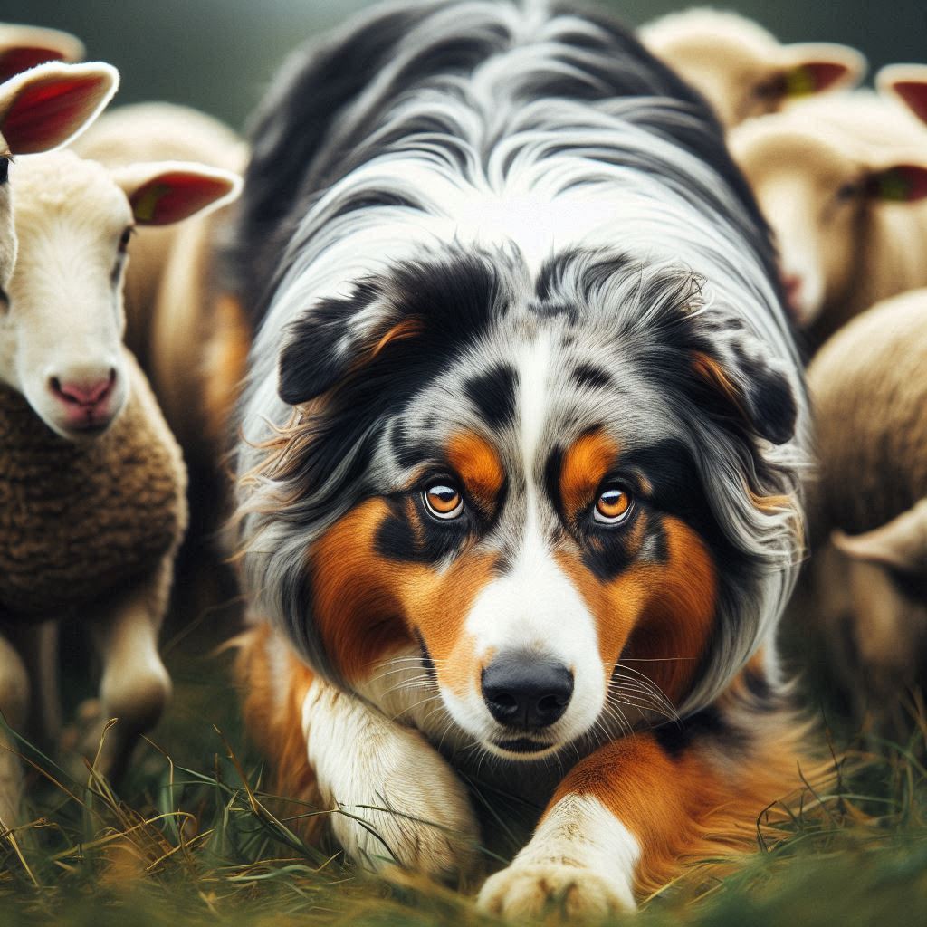 dog herding sheep