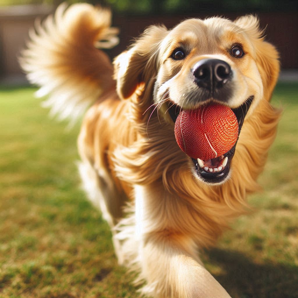 happy dog with ball