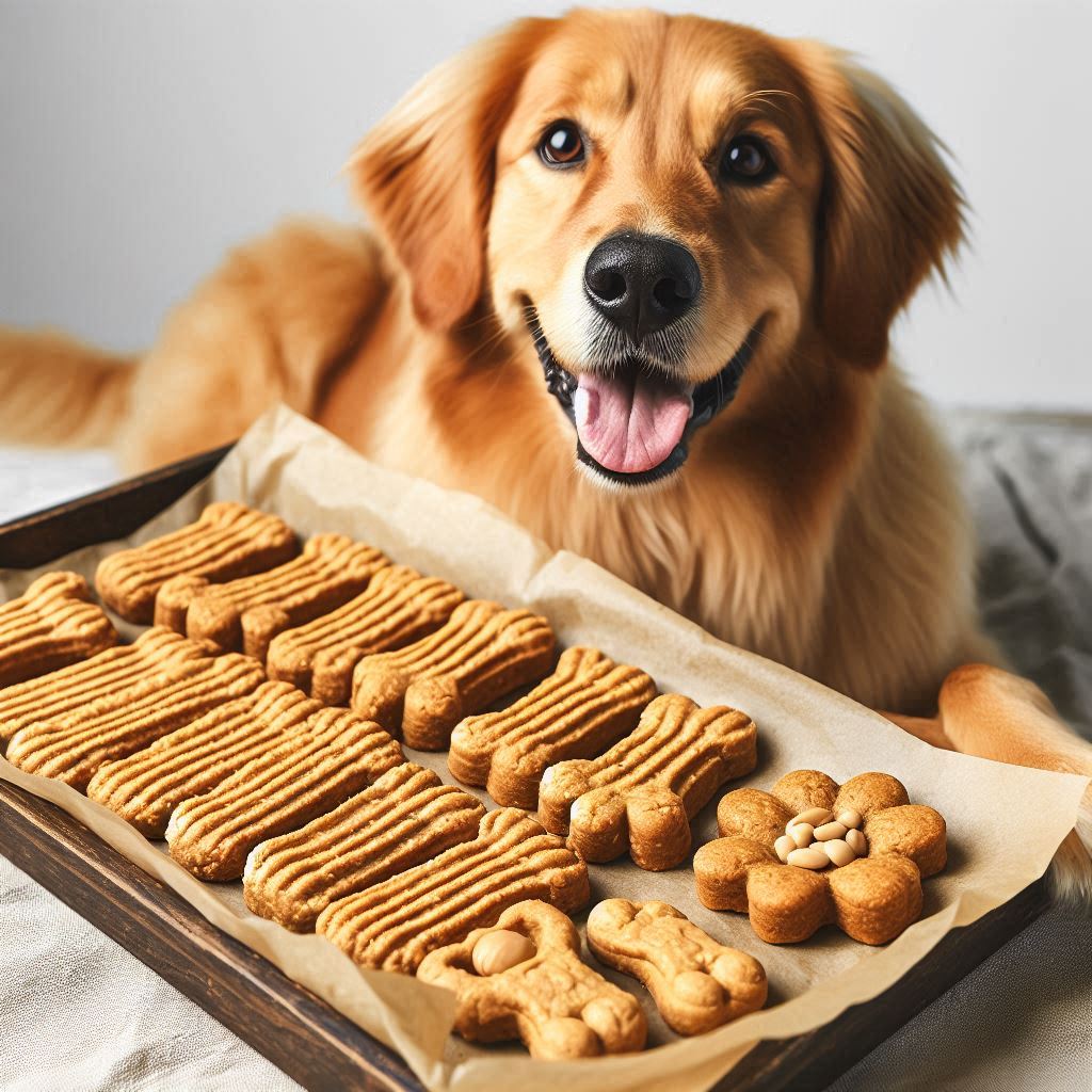 happy dog with homemade treats