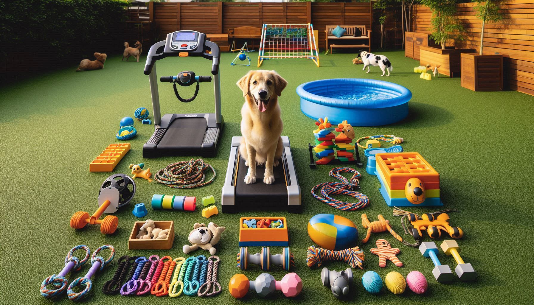 dog withy exercise equipment